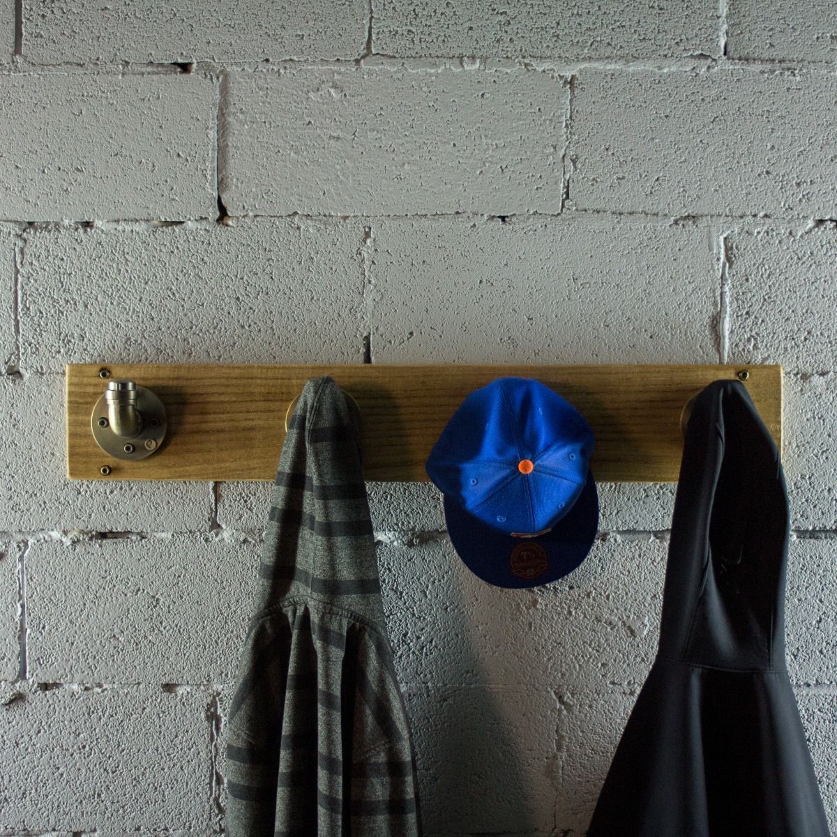 Modern Industrial Wall Mounted Four Hook Hat Rack