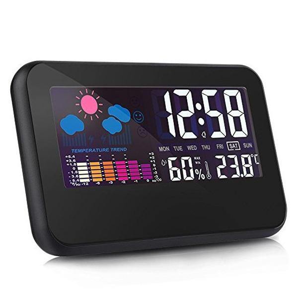 DC-002 Digitale Wetterstation, Thermometer, Hygrometer, Wecker, intelligente Sound-Kontrolluhr 