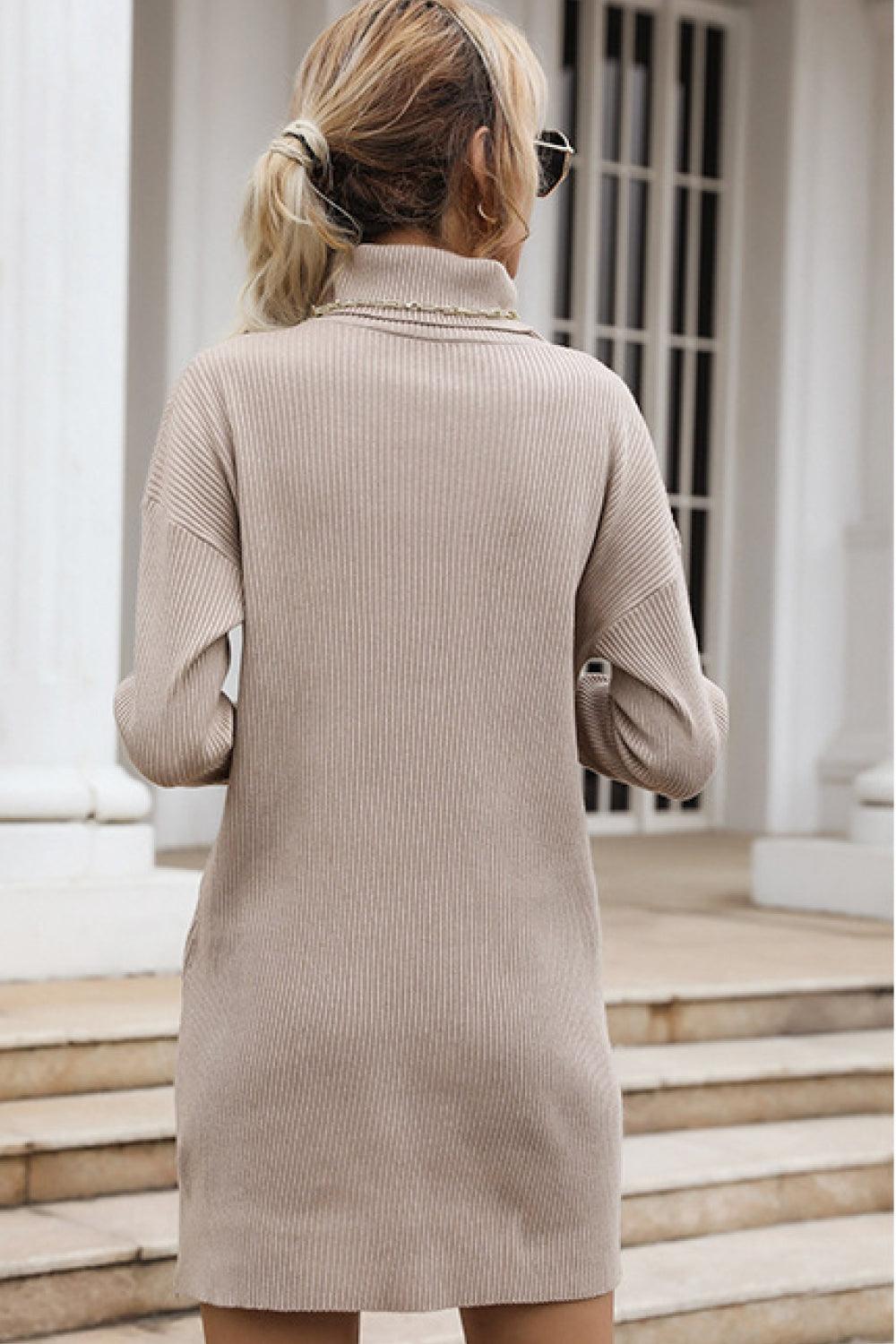 Drop Shoulder High Neck Sweater