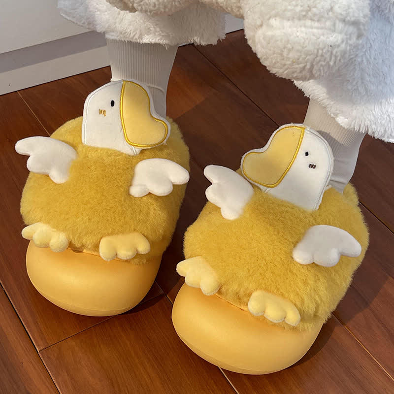 Pantuflas de felpa de pato de dibujos animados lindo