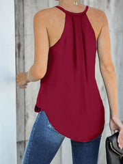 Lässiges, burgunderrotes Neckholder-Tanktop mit V-Ausschnitt, ärmellos vorne und überkreuzt, elegantes Tanktop 