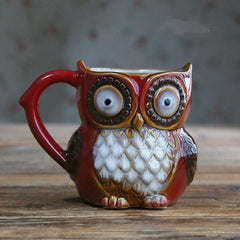 Creative Colorful Ceramic Crafts Owl Shaped Cup Drinking Water Cup Ceramic Cup