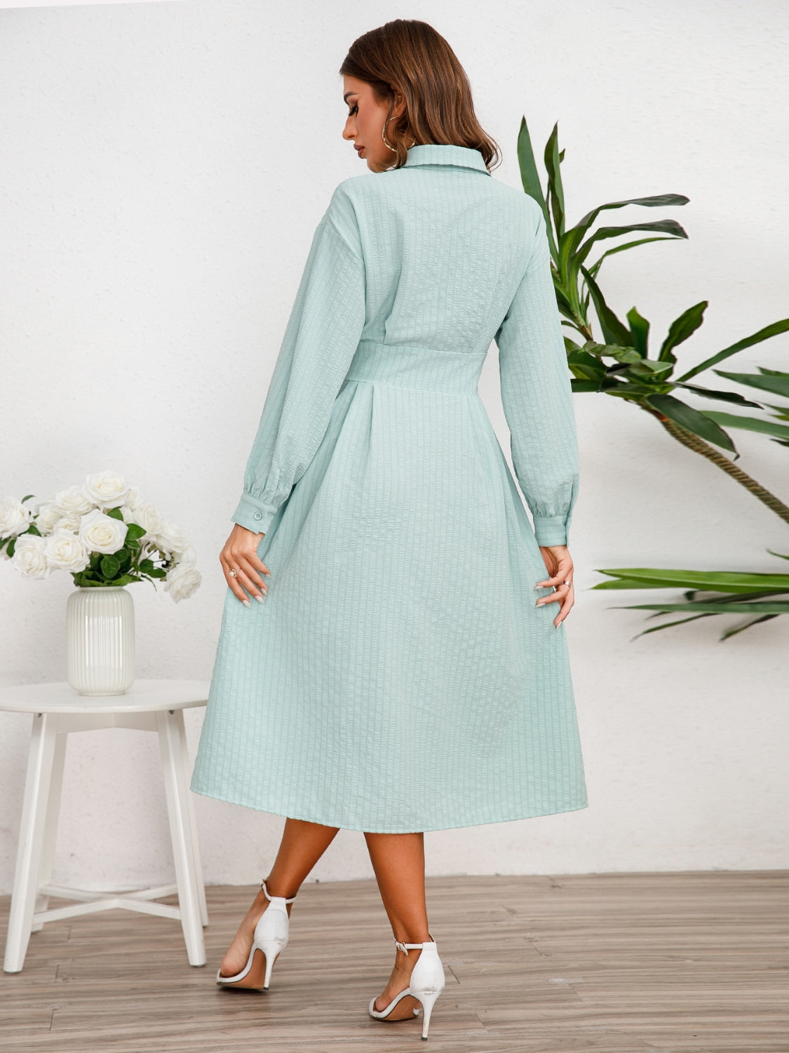 Long Sleeve Midi Shirt Dress