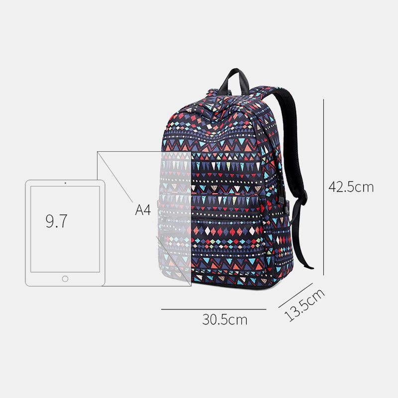 Women Waterproof Bohemian Printed National Backpack School Bag