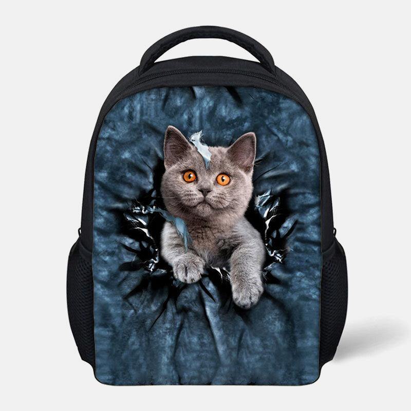 Unisex Tier Kreative 3D Cartoon Süße Katze Casual Outdoor Kleiner Rucksack Schultasche 