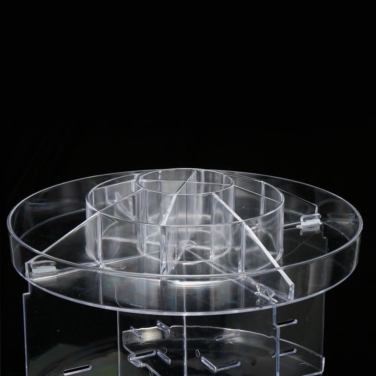 360 Degree Rotation Transparent Acrylic Cosmetics Multi-function Makeup Organizer