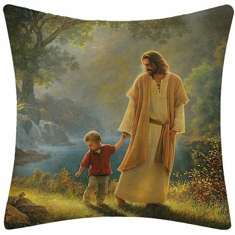 Oil Painting Pillow Case Christian Jesus Pillow Case Cushion Cover