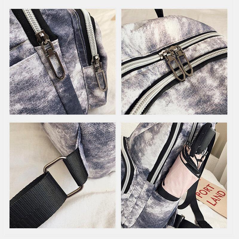 Wasserdichter Damen-Rucksack mit Batikmuster und Schultertasche 