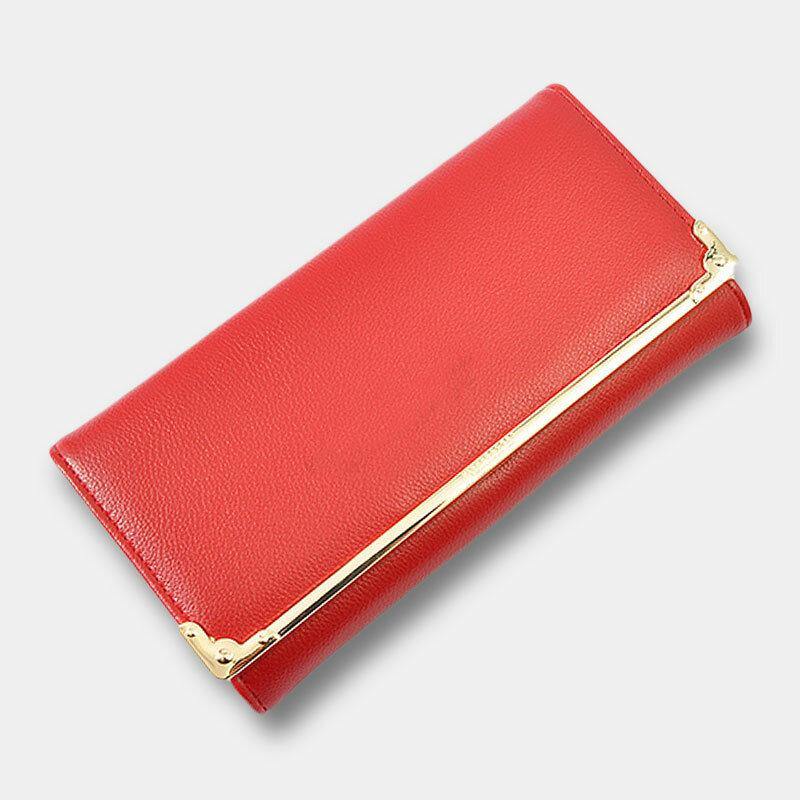 Women Metal Trim Buckle Decor Long Purse 6.5 Inch Wallet Large Capacity Multi-card Slot Card Holder Coin Purse