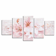 5PCS Lilies Frameless Modern Canvas Painting Mural Wall Picture Paintings Home Decoration