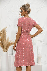 Polka Dot Button down Belted Dress