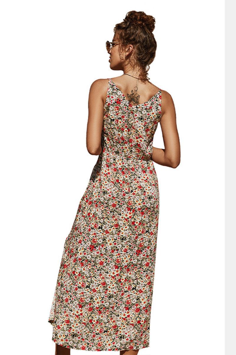 Floral Sleeveless V-Neck Midi Dress