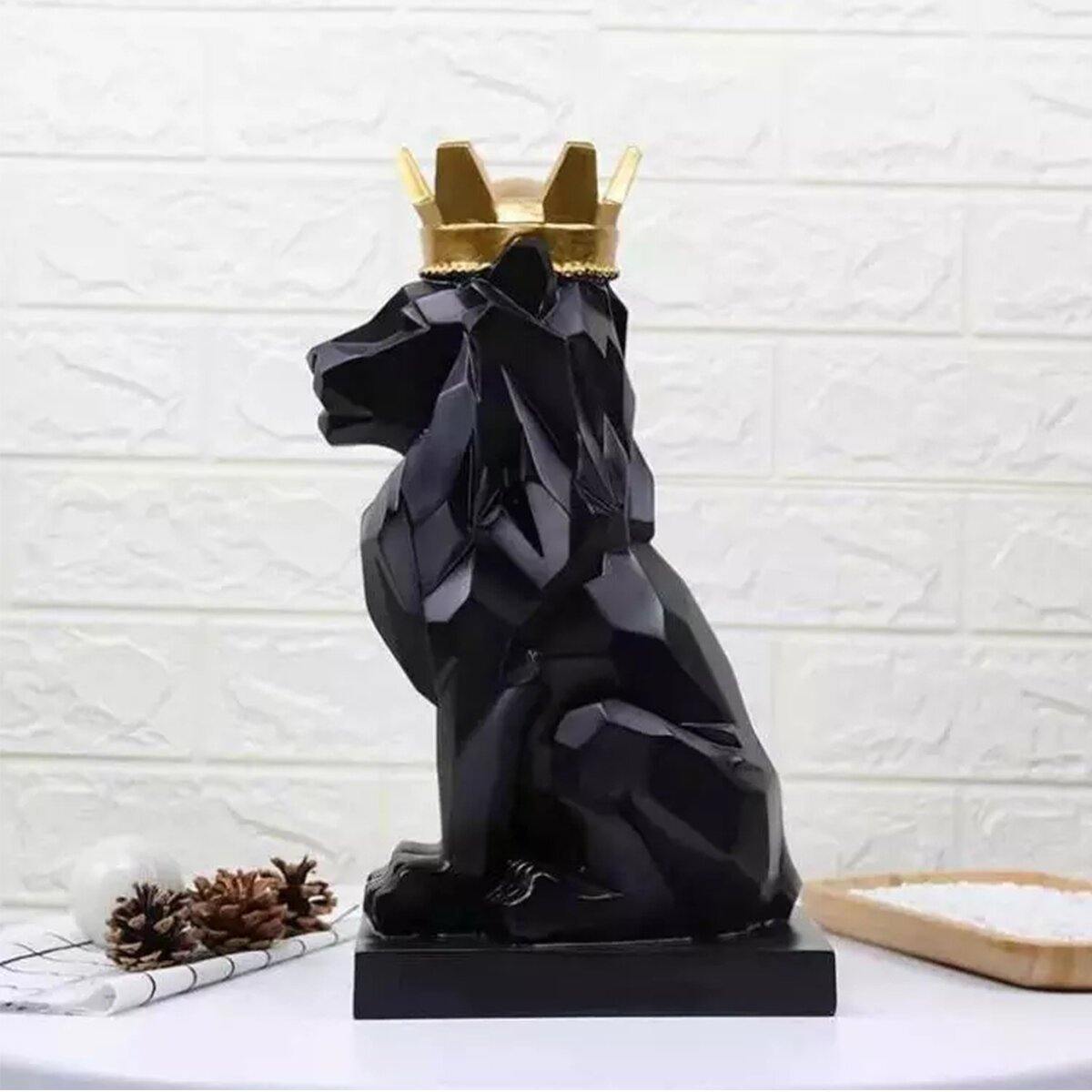 Nordic Handsome Crown Lion Harz Statue Handwerk Home Decor Skulpturen Geschenk 