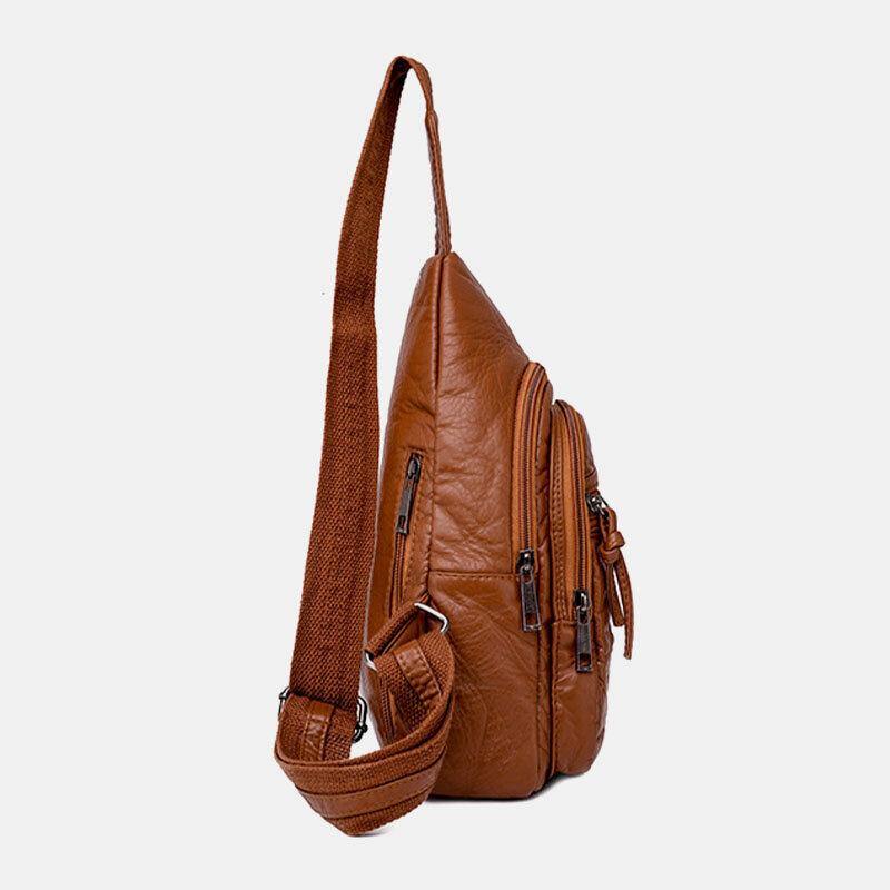 Bolso bandolera con orificio para auriculares de gran capacidad portátil de cuero PU para mujer, bolso de hombro, bolso de pecho 