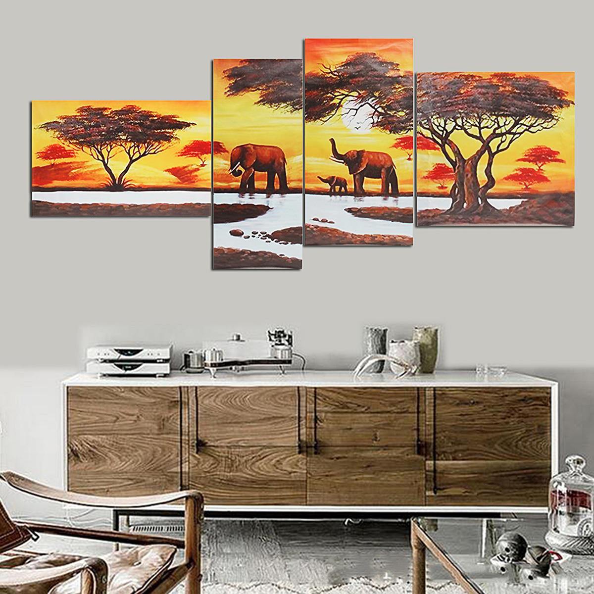 5 Piece HD Elephant Forest Canvas Print Poster Wall Art Paintings Home Decor