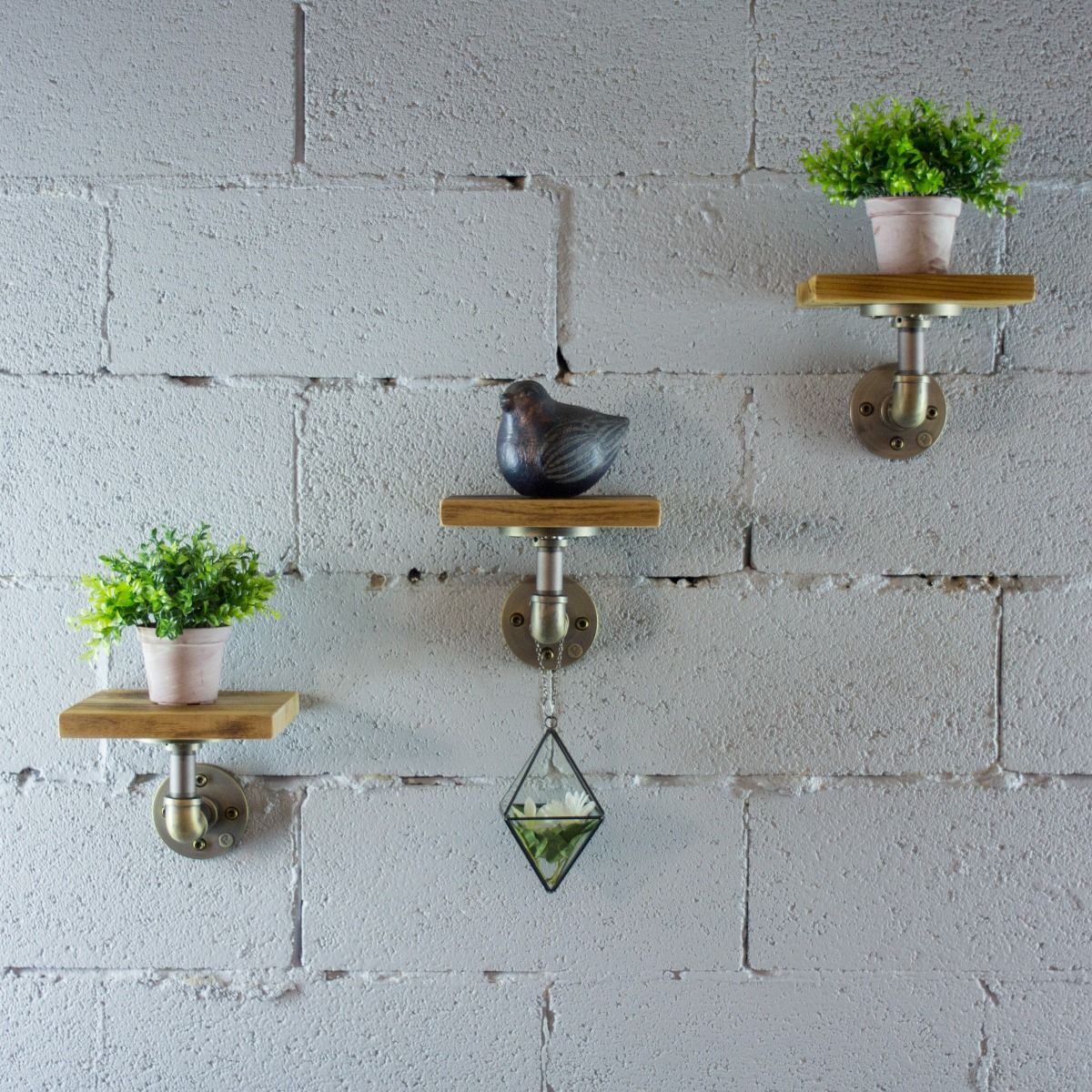 Three Piece Decorative Aged Wood Shelves