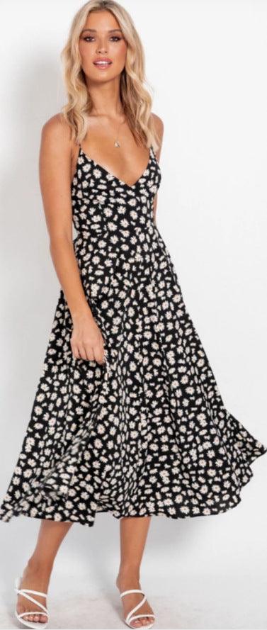 Printed sling bow dress