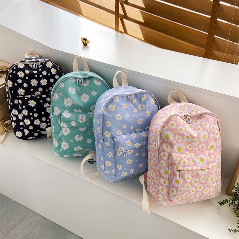 Women Nylon Daisy Casual Campus Backpack School Bag