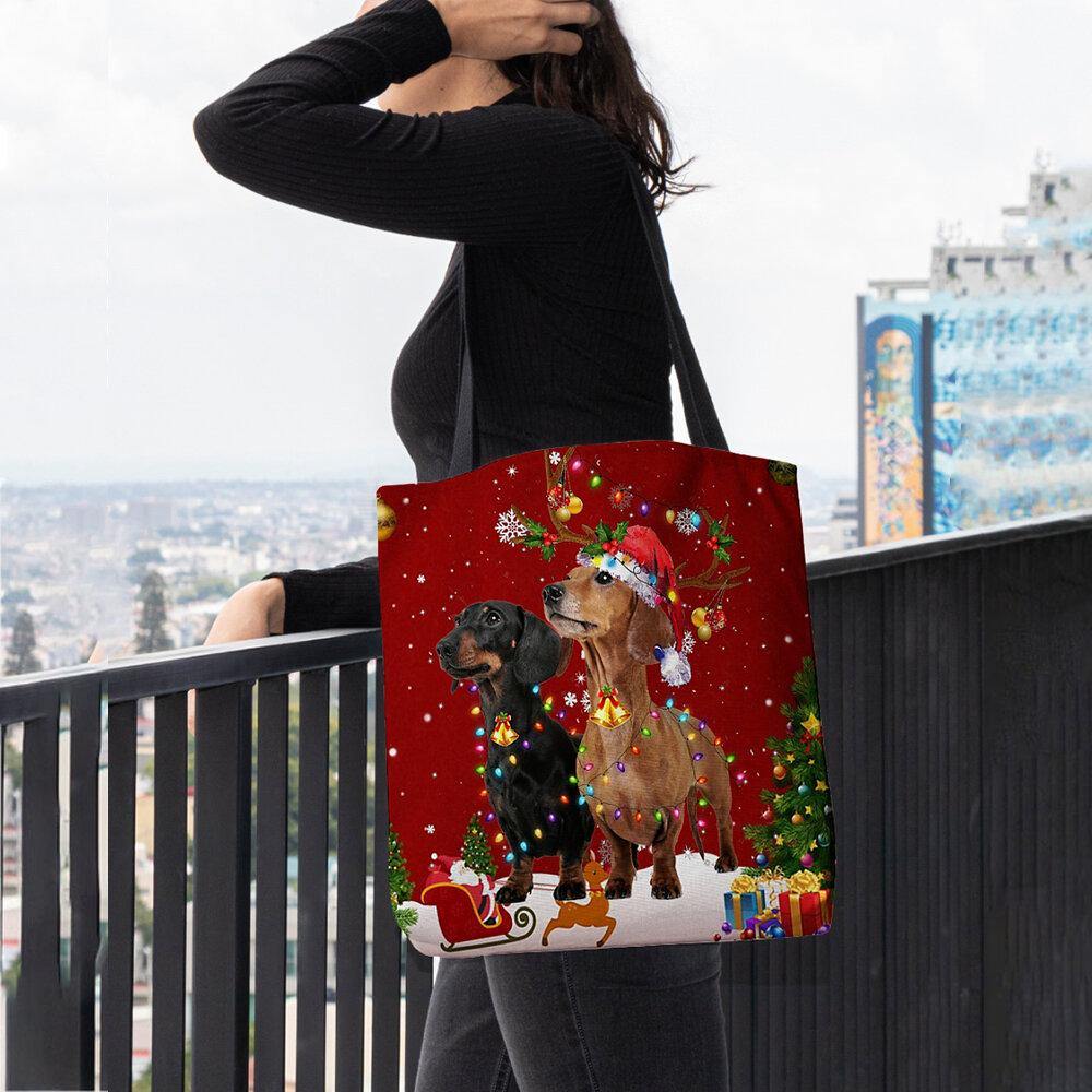 Las mujeres se sintieron lindo festivo Navidad dibujos animados perros patrón bolso de hombro bolso de mano 