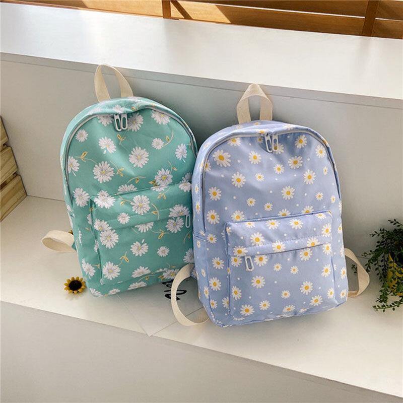 Women Nylon Daisy Casual Campus Backpack School Bag