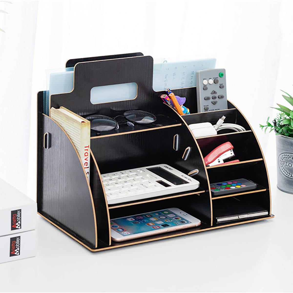 Wooden Desktop Organizer Office Supplies Storage Rack Wooden Desk Organizer Home Office Supply Storage Rack