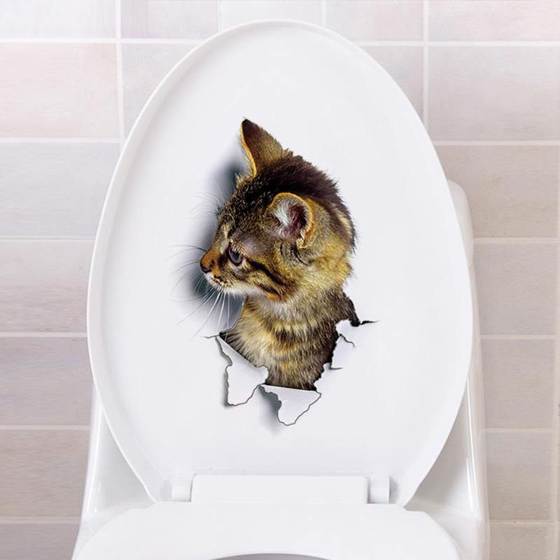 3D Cute Cat Wall Stickers Toliet Stickers  Decorations Creative Animal Wall Stickers Decorate Your Home Like A Makeup Artist