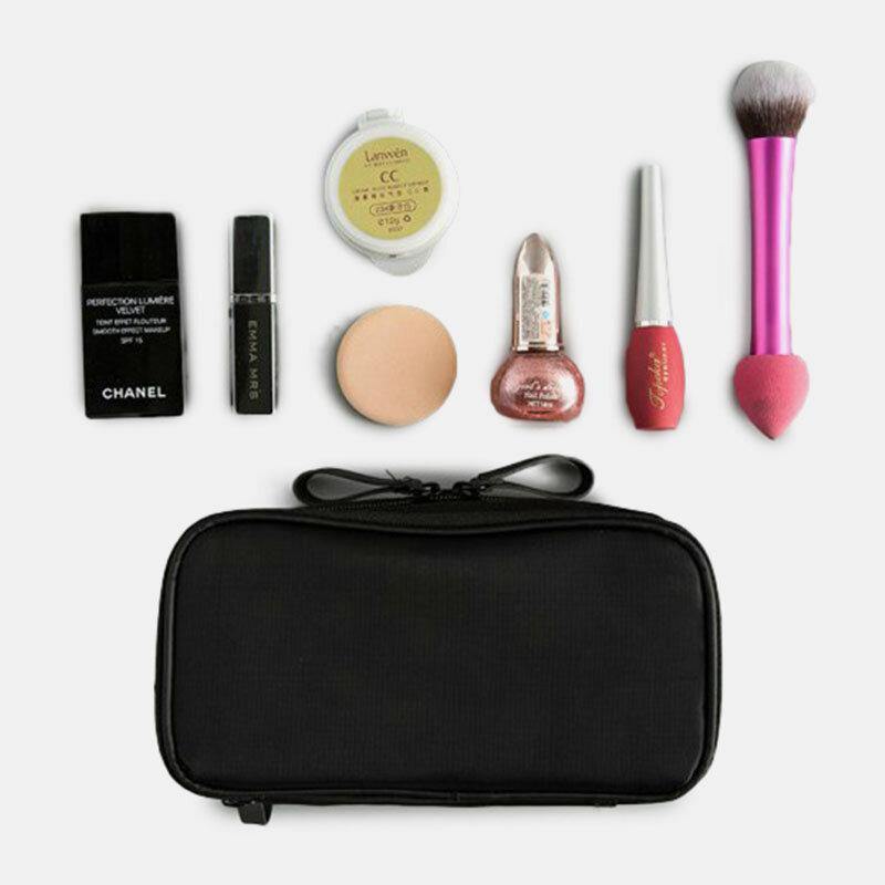 Bolsa de almacenamiento de gran capacidad de dos capas con cremallera doble impermeable para mujer, bolsa de embrague para cosméticos 