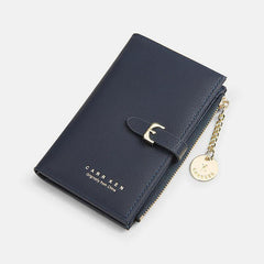 Women PU Leather Thin Solid Color Bifold Card Holder Wallet