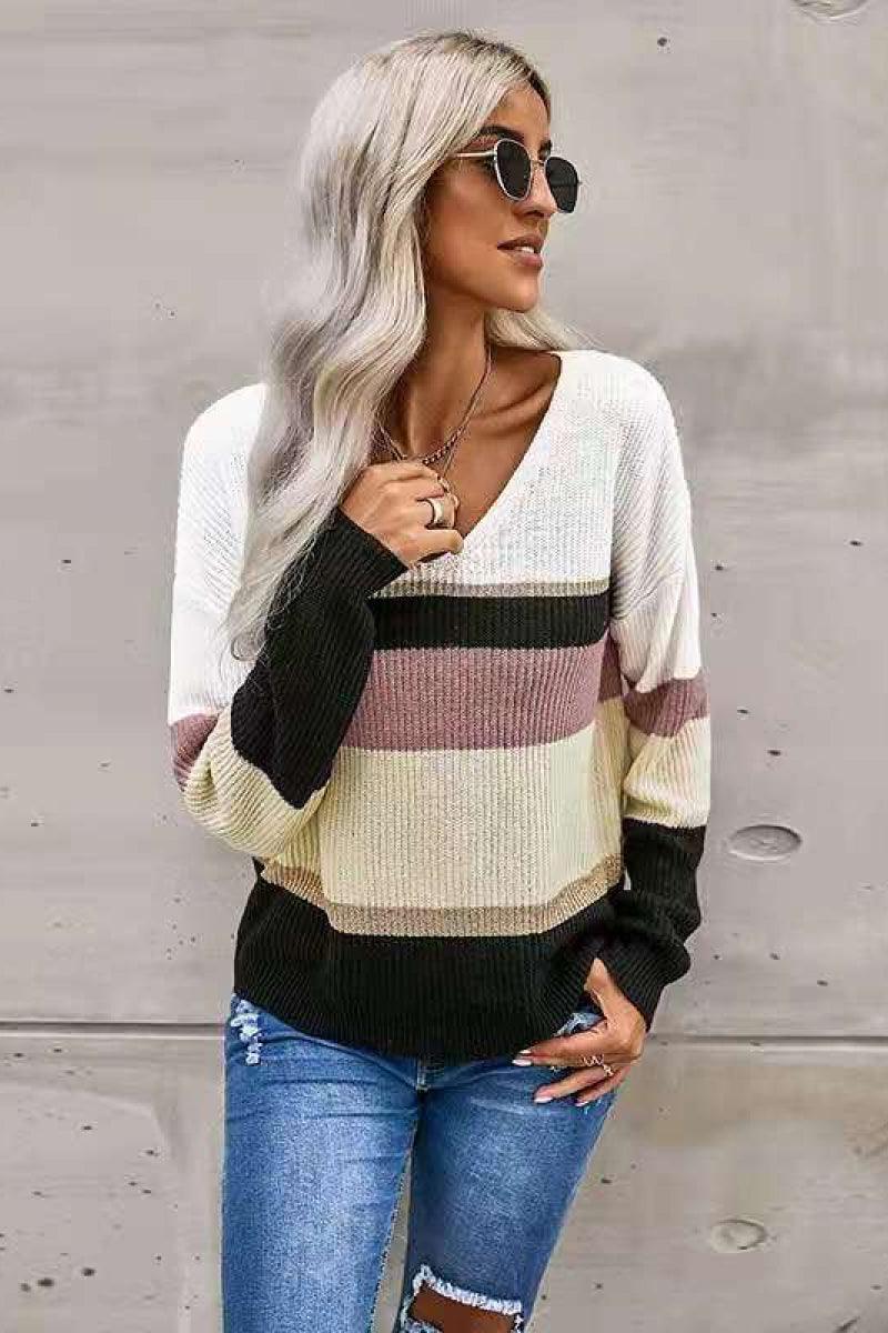 Colorblock-Pullover mit überschnittener Schulter