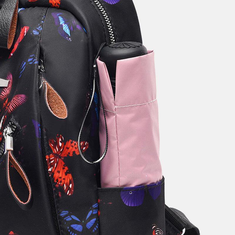 Wasserdichter Damen-Rucksack mit mehreren Tragemöglichkeiten, Schmetterlingsmuster, lässiger Outdoor-Rucksack 