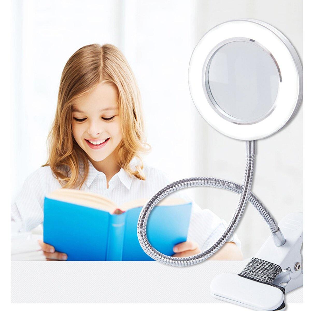 USB LED Magnifying Glass Desk Lighting 8X Magnifier Lamp Bendable Beauty Makeup Tattoo Light Reading