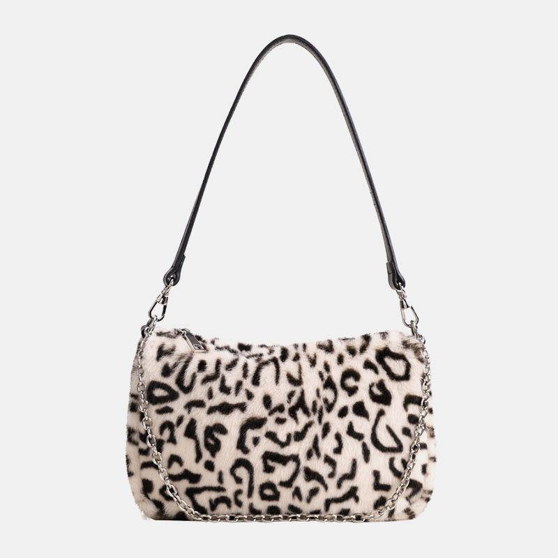 Las mujeres sintieron suave moda casual patrón de leopardo debajo del brazo Mini bolso de mano que combina con todo bolso de hombro 