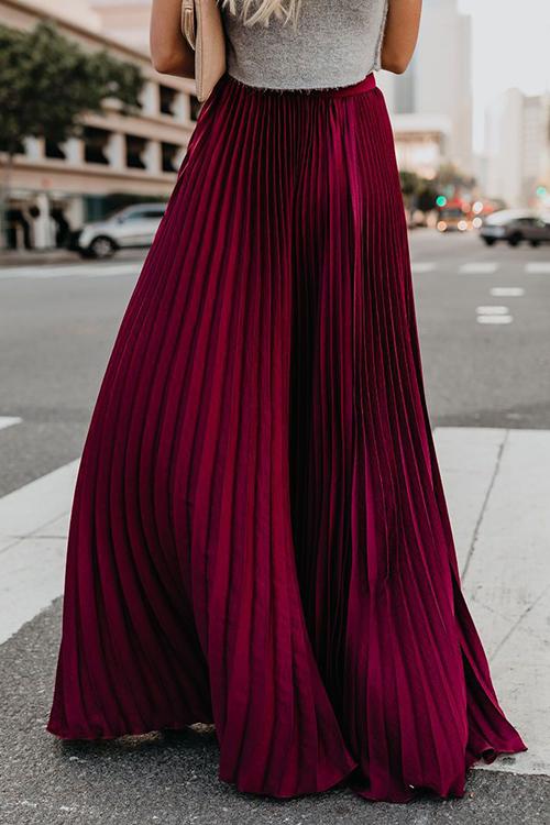 Love Poem Pleated Maxi Skirt