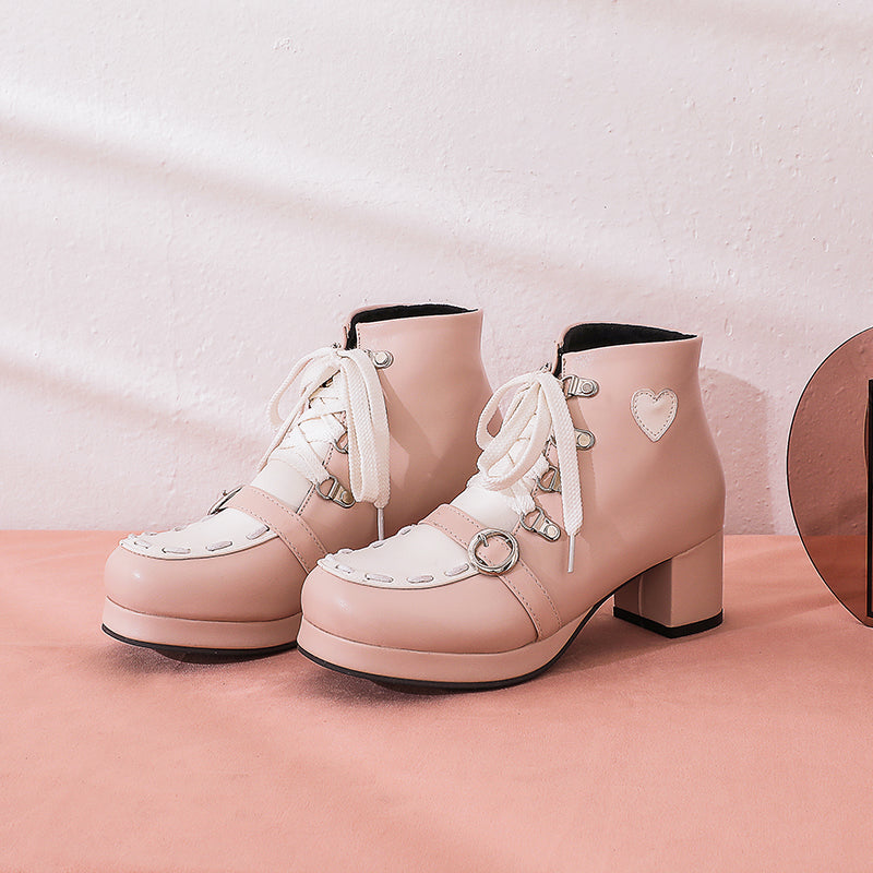 Lolita Shoes Winter Lace-up Cosplay Ankle Boots