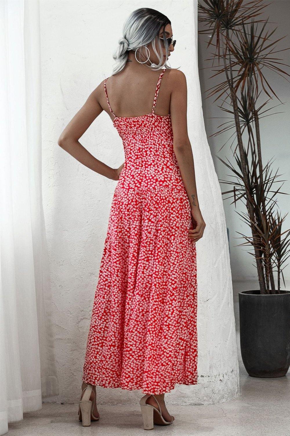 Ditsy Floral Backless Maxi Dress