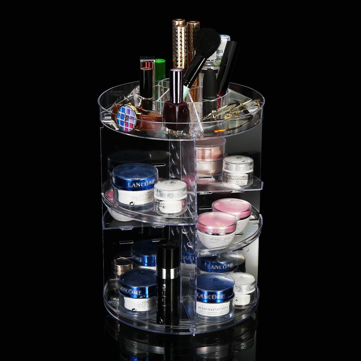 360 Degree Rotation Transparent Acrylic Cosmetics Multi-function Makeup Organizer