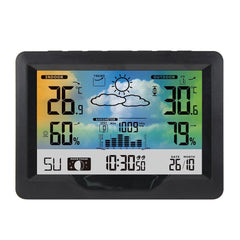 FanJu Indoor Outdoor Wireless Wetterstation Thermometer Hygrometer Vorhersage Luftdruck Zeitanzeige Digitaluhr Wecker Wireless Sensor Barometer 