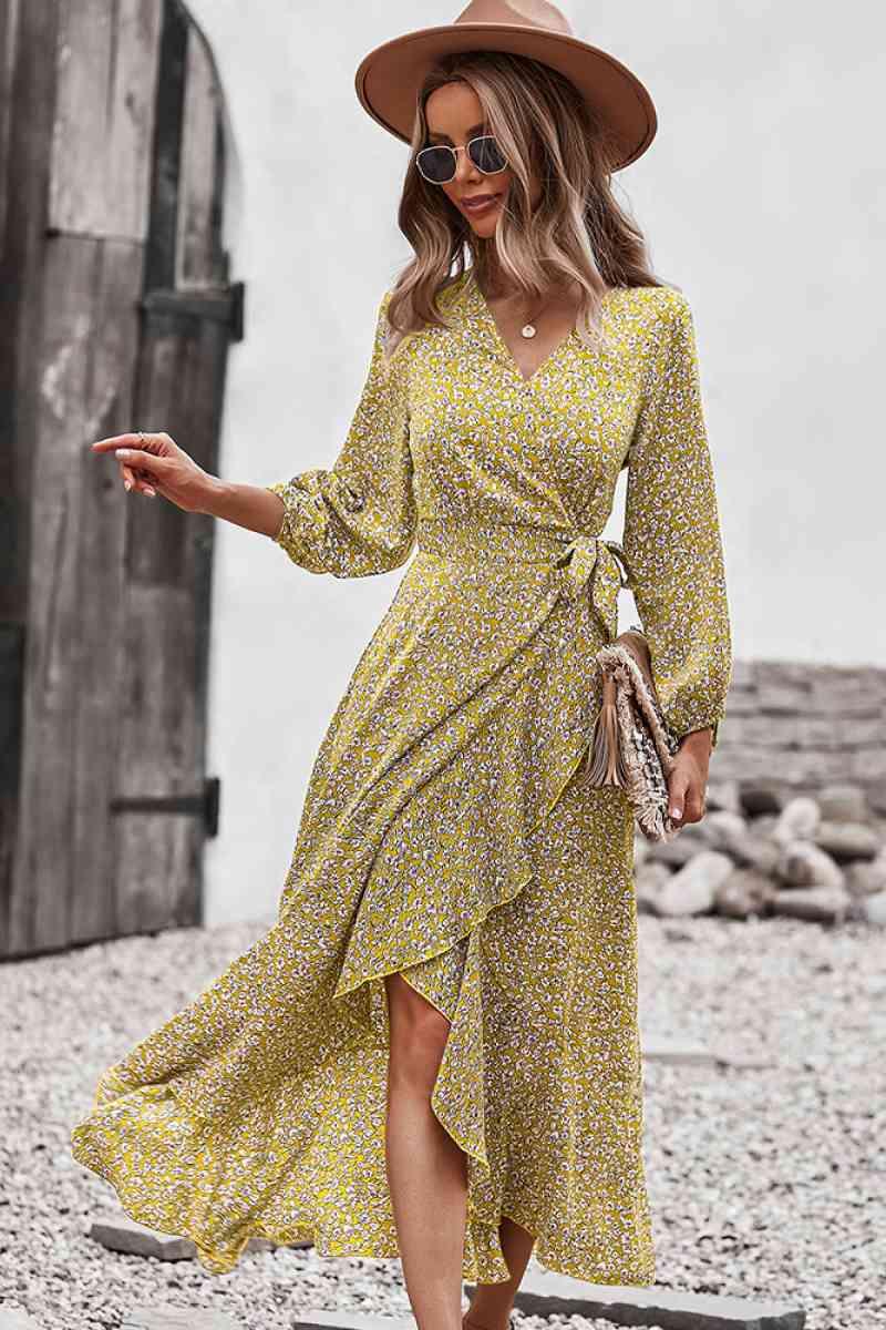 Floral Wrap Tied Swing Maxi Dress