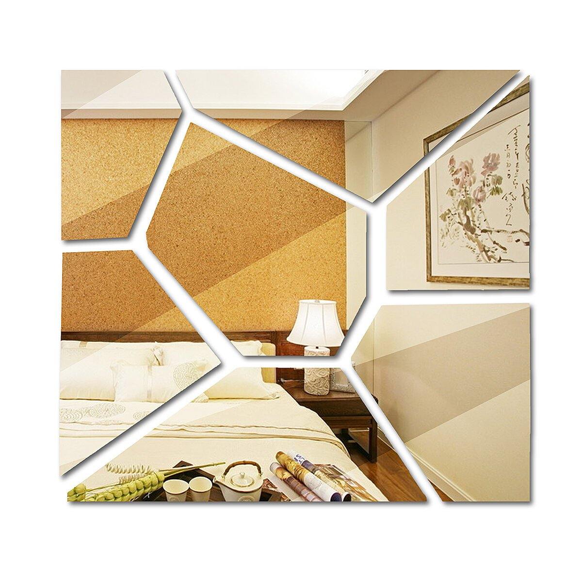 18cm 7Pcs DIY Acrylic Modern Mirror Decal Art Mural Wall Sticker Home Decor Removable Stickers