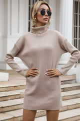 Drop Shoulder High Neck Sweater