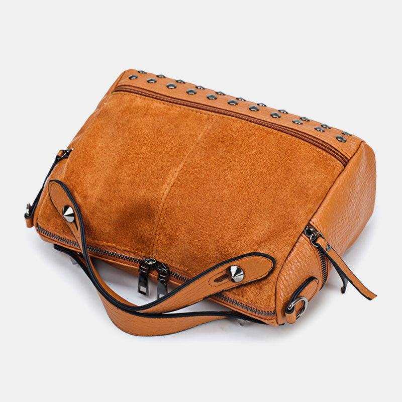 Bolso bandolera multifunción de cuero PU Vintage con remaches para mujer, bolso de mano 