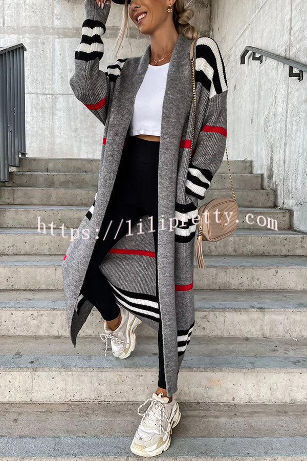 Lilipretty Miracles of Cozy Striped Midi Cardigan