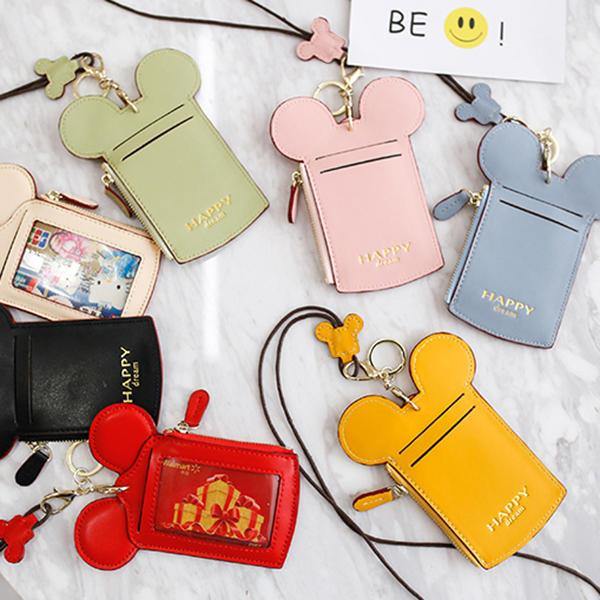 Cute Animal Shape Card Holder Wallet Purse Neck Wallet Lanyard Wallet for Women