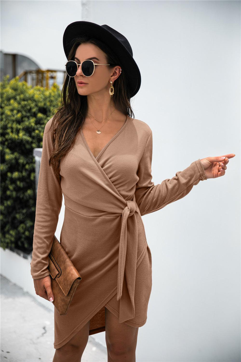 Asymmetry Wrap Tie Dress