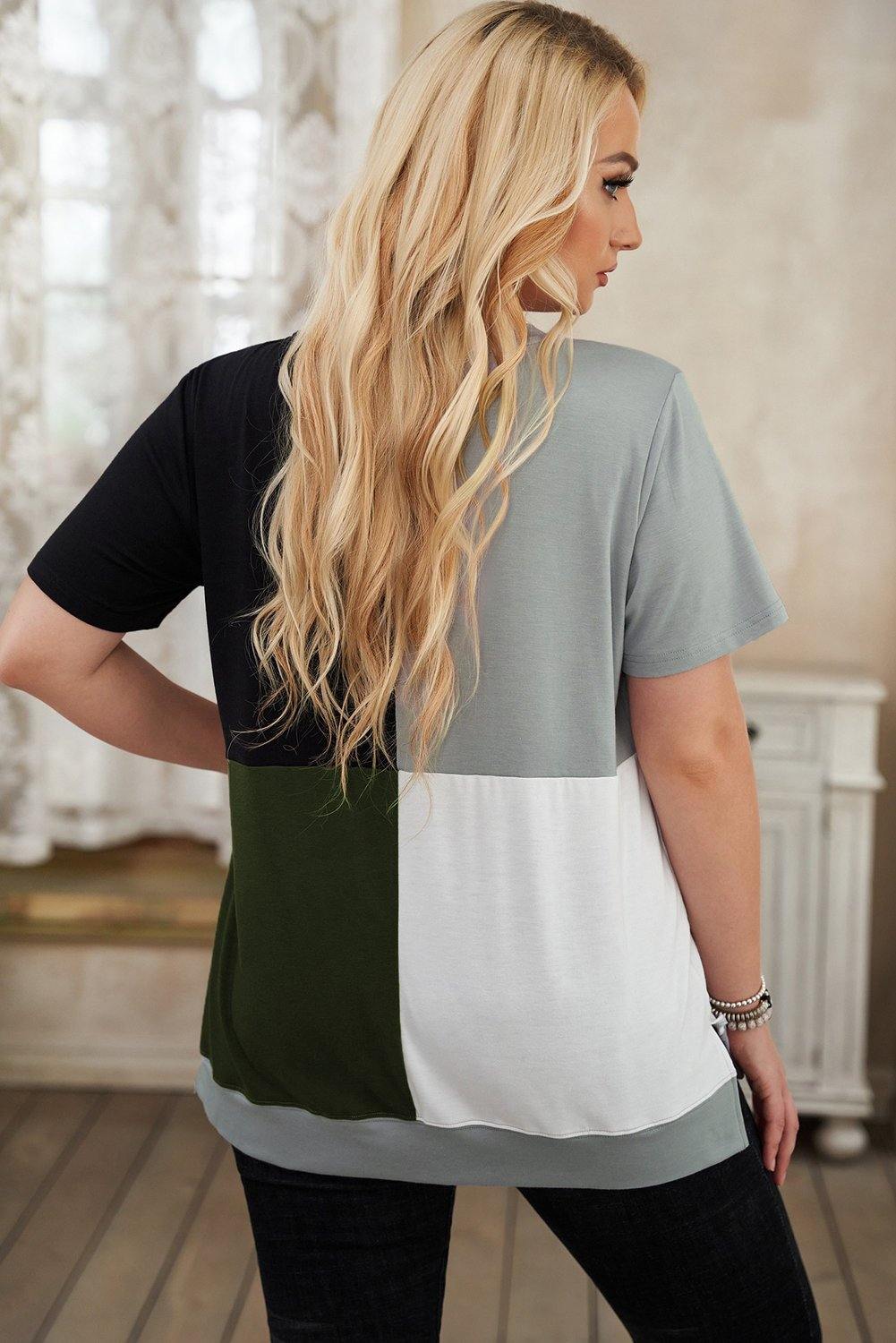 Camiseta colorblock con cuello redondo