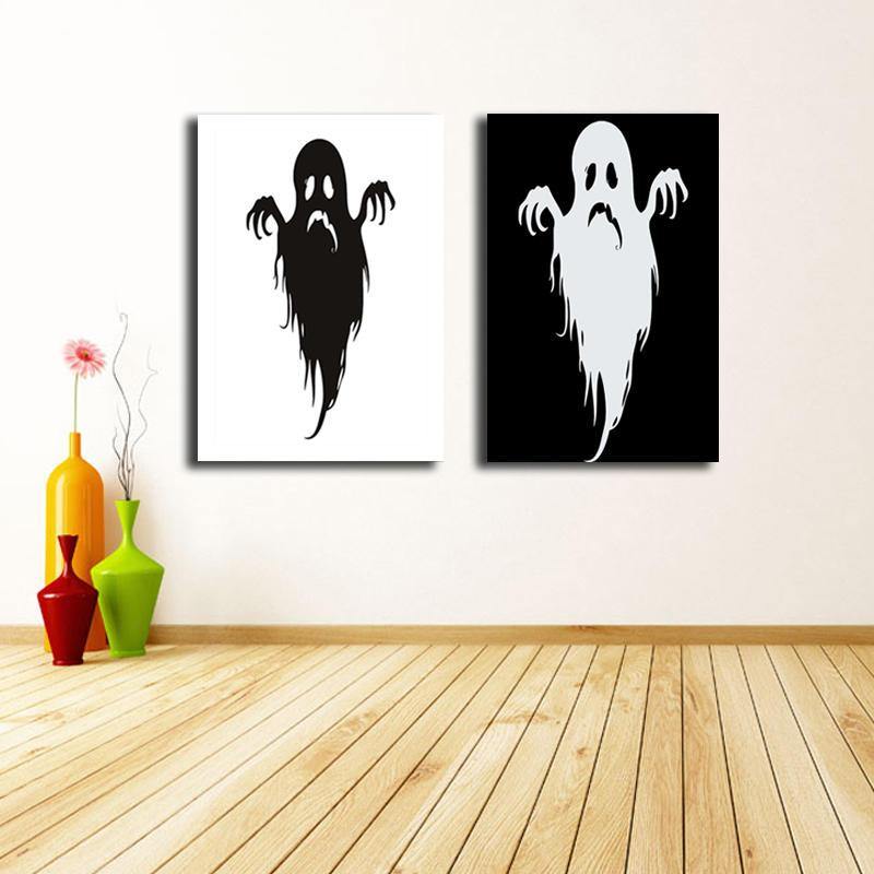 Miico Hand Painted Combination Decorative Paintings Halloween Ghost Wall Art For Home Decoration