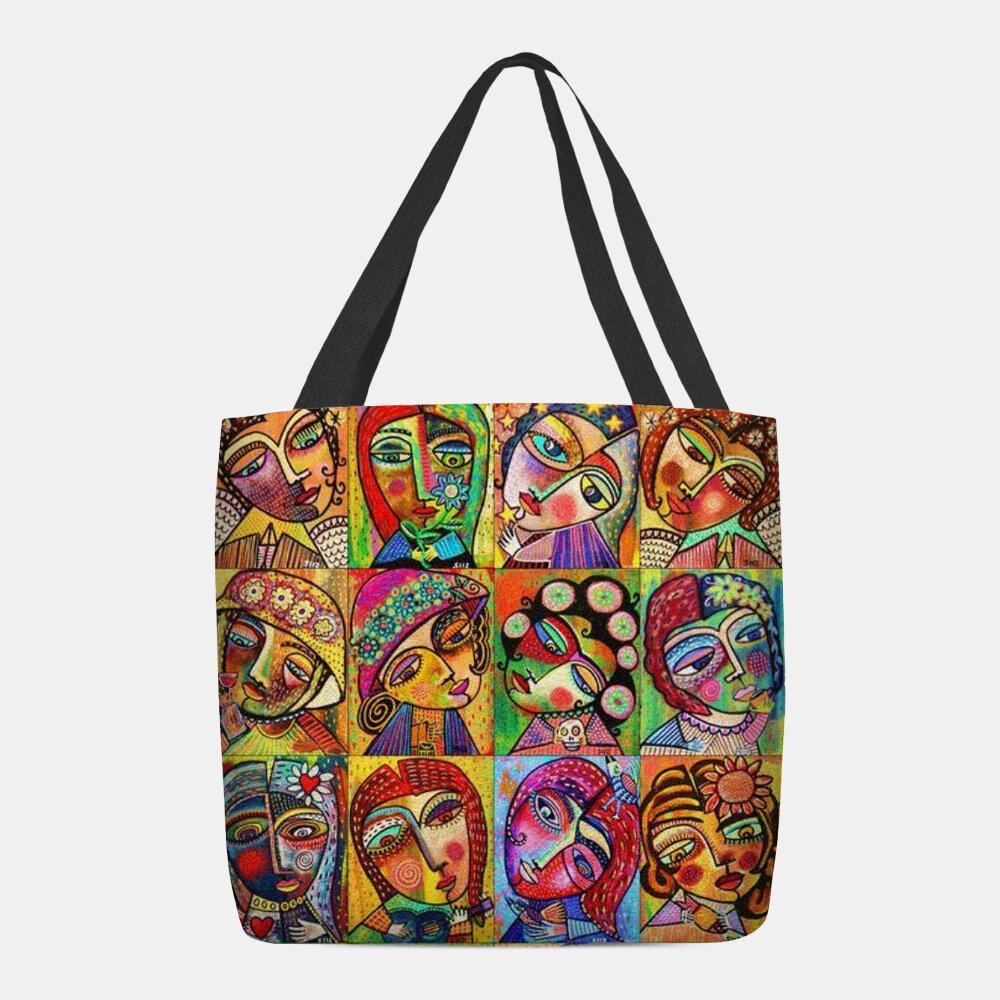 Bolso de hombro con estampado de figura de dibujos animados Multicolor de fieltro para mujer 