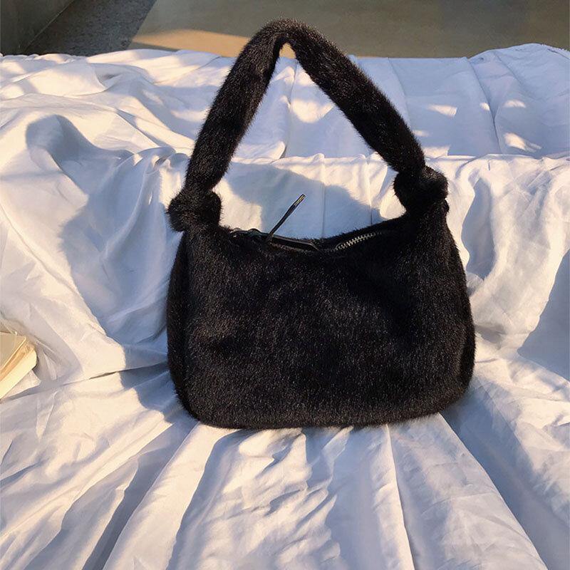 Bolso de hombro para mujer, cómodo, informal, de felpa, para axilas 