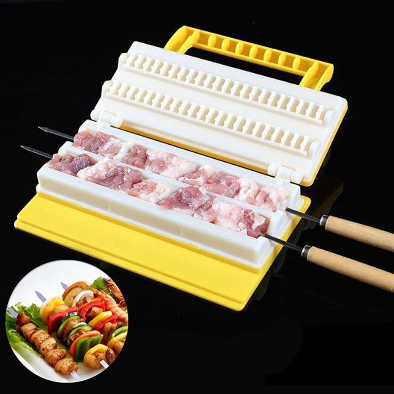 Portable Multi-functional Single/Double Row BBQ Meat Skewer Kitchen Meat String Device Barbecue String Tool