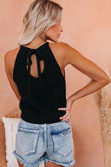 Cropped Ribbed Halter Tank